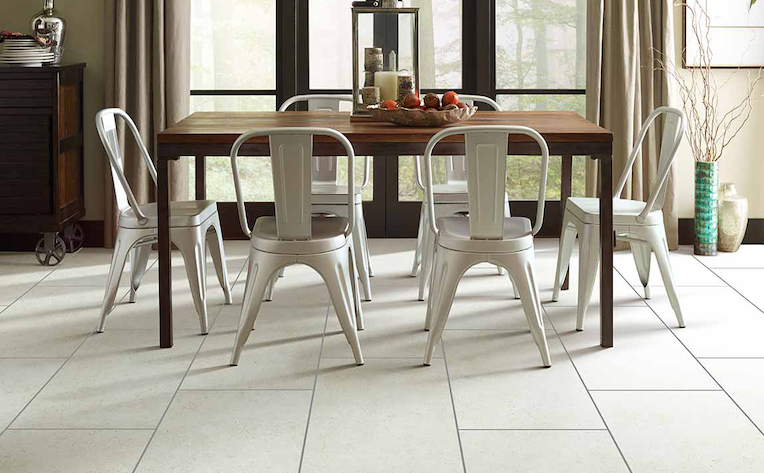 large tiles with small grout space in a kitchen