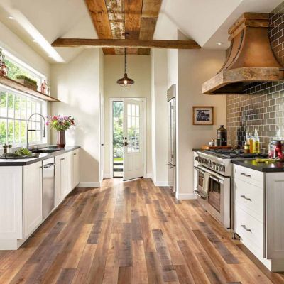 wood look laminate flooring in an Oregon kitchen